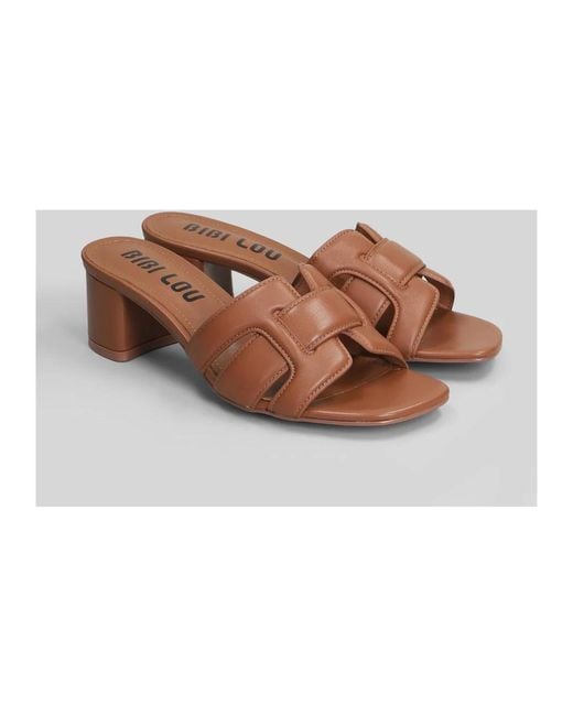 Bibi Lou Brown Heeled Mules