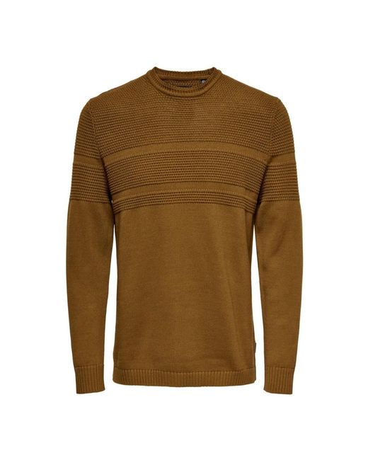 Only & Sons Brown Round-Neck Knitwear for men