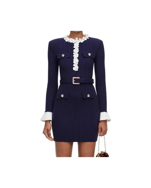 Self-Portrait Blue Knitted Dresses