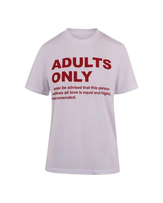Marco Rambaldi Tops ,Wit ,Adults Only T-Shirt in het Pink