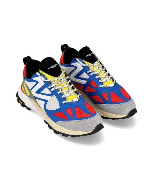 Philippe Model Schoenen ,Veelkleurig ,Katoen Sneakers Rocx Running in het Blue voor heren