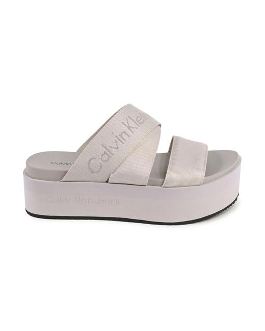 Sliders di Calvin Klein in White