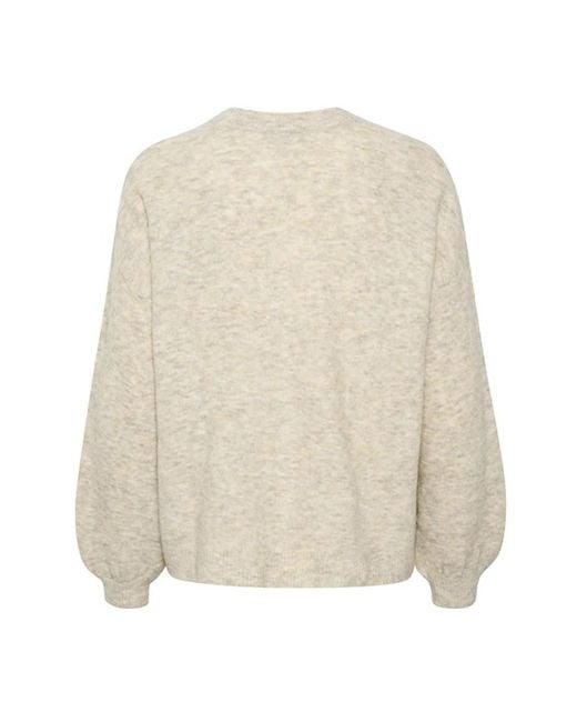 Cream Truien & Vesten ,Wol Oversized Gebreid Vest Met Pofmouwen in het Natural