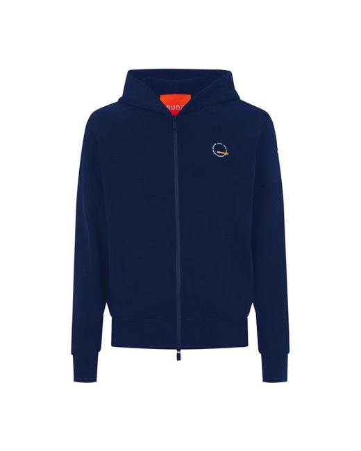 Suns Hoodies & Sweatvesten ,Blauw ,Katoen Hoodie Met Ritssluiting En Katoenen Samenstelling in het Blue voor heren