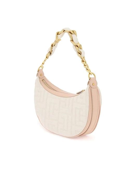 Balmain Natural Gepolsterte Lammleder Hobo Tasche