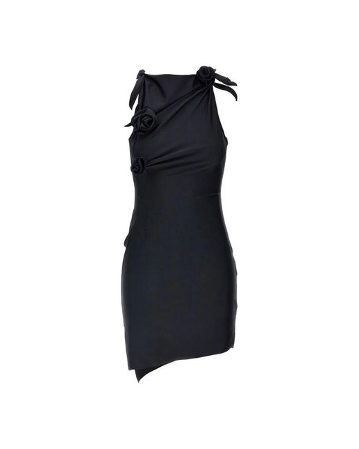 Coperni Blue Asymmetrisches Blumen-Minikleid