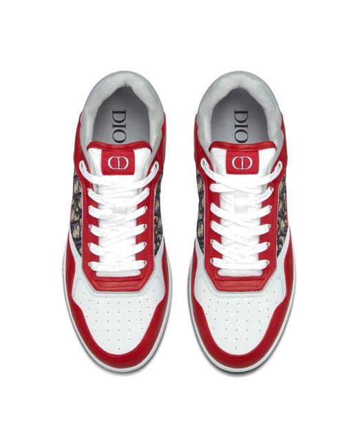 Dior Leder-sneaker mit ikonischem monogramm in Red für Herren
