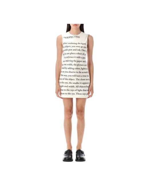 J.W. Anderson White Textdruck Mini Shift Kleid Elfenbein