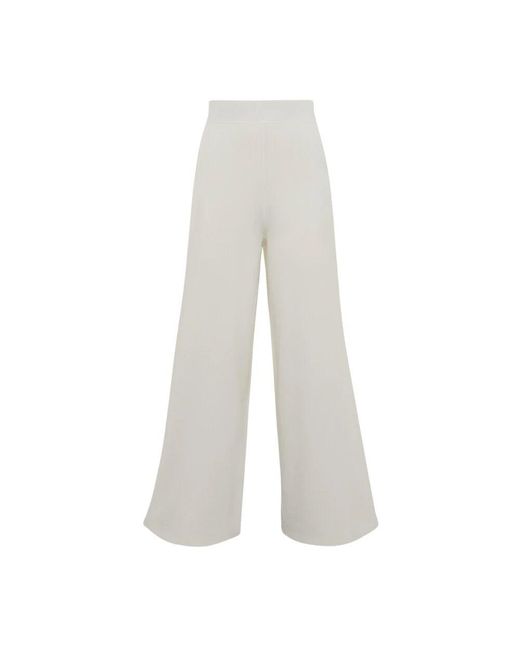 Alpha Studio White Viskose Hose Mit Elastischem Bund
