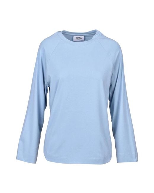 Camiseta Algodón Elastano, Mujer, Talla Alpha Studio de color Blue