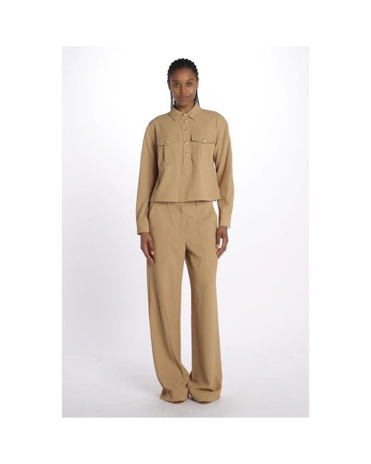 Veronica Beard Overhemden ,Polyester Colvin Shirt Met Gouden Knopen in het Natural