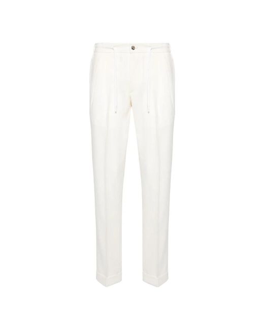 Barba Napoli White Straight Trousers for men