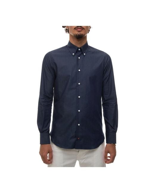 Camicia casual chambray button-down di Carrel in Blue da Uomo