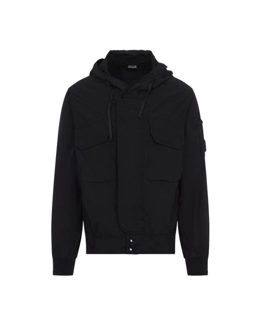 C P Company Schwarze linse kapuzenjacke,kapuzenjacke mit chrome-r linse in Black für Herren
