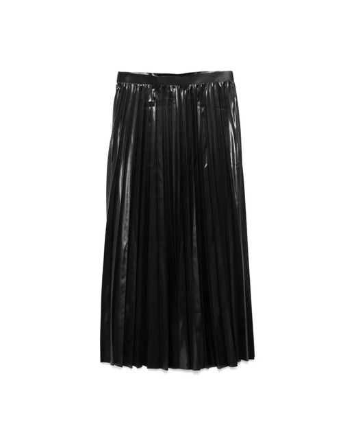 Junya Watanabe Rokken ,Zwart ,Zwarte Geplooide Rok Met Glanzende Afwerking in het Black