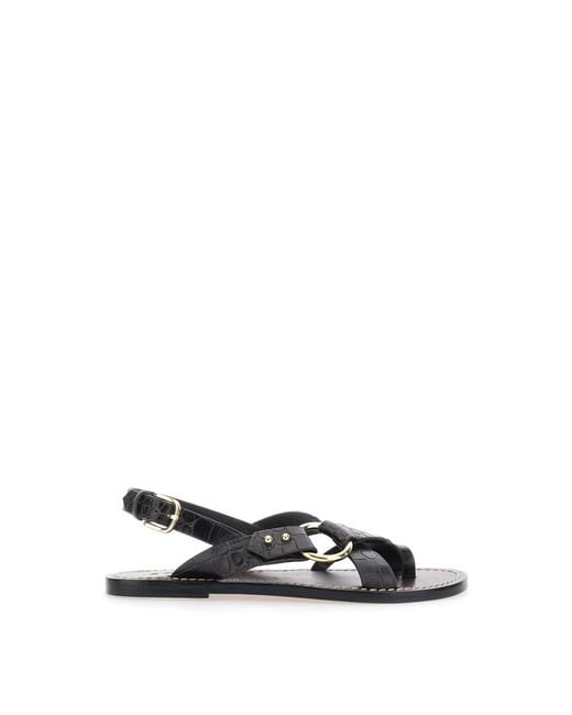 Soeur Black Flat Sandals