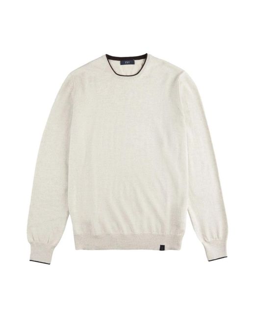 Fay White Round-Neck Knitwear for men