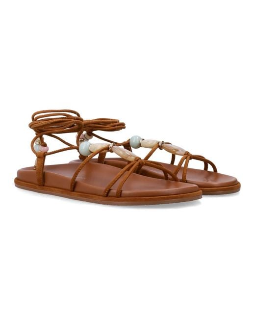 Stuart Weitzman Brown Flat Sandals