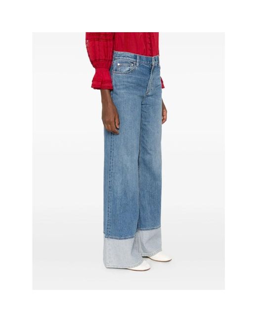 Alice + Olivia Heldere Blauwe Wide Leg Jeans in het Blue