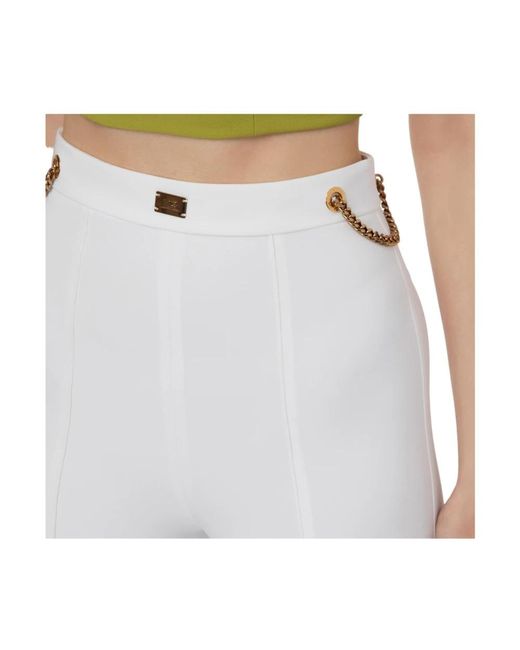 Elisabetta Franchi White Slim-Fit Trousers
