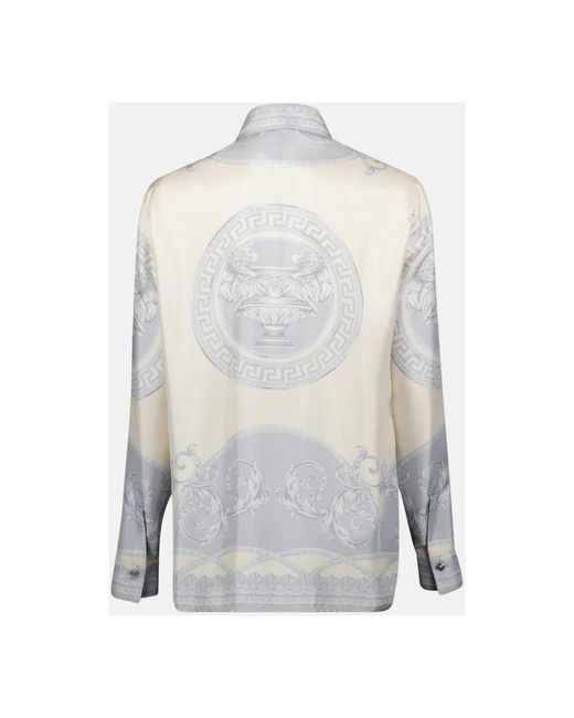 Versace Overhemden ,Grijs ,Zijden Barocco Shirt in het Gray
