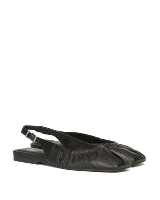 Ash Bibi Ruched Square Toe Slingback Flat in het Black