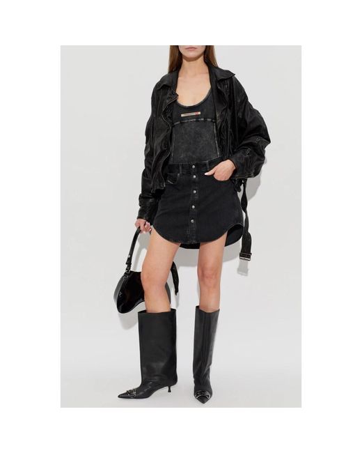 DIESEL Tops ,Grijs ,Katoen Phoebe-Dnm Bodysuit in het Black