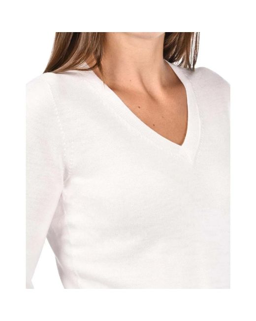 Gran Sasso Scollo V Sweater in het White voor heren