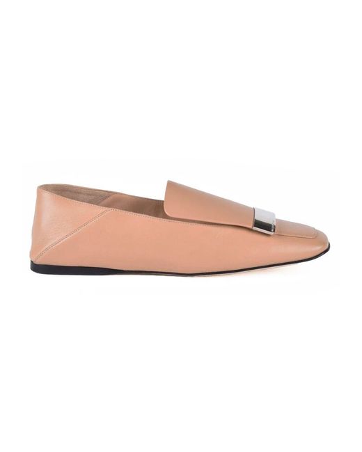 Sergio Rossi Pink Leder Mokassin Schuhe