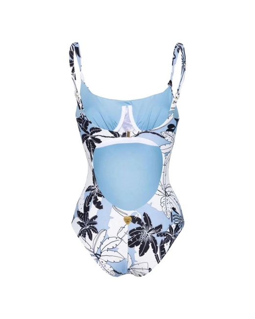 Twinset Blue Blumenmuster strass verziertes badeanzug