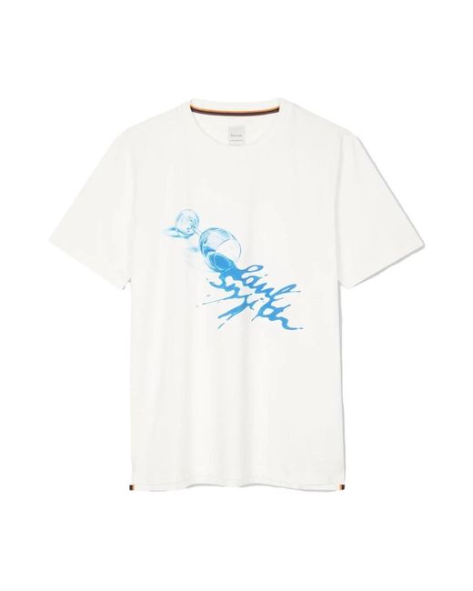 Paul Smith Weinglas-druck t-shirt in White für Herren