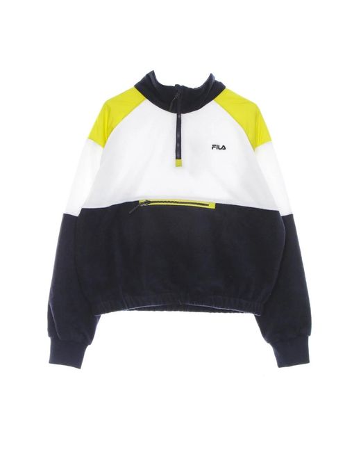 Fila Hoodies & Sweatvesten ,Veelkleurig ,Polyester Hoge Hals Halve Rits Fleece Sweatshirt in het Black