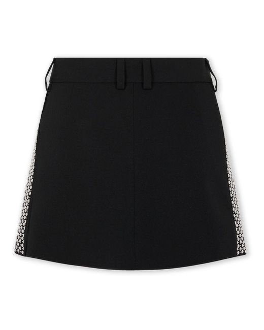 Rabanne Rokken ,Zwart ,Wol Mini Geplooide Rok Met Borduursel in het Black