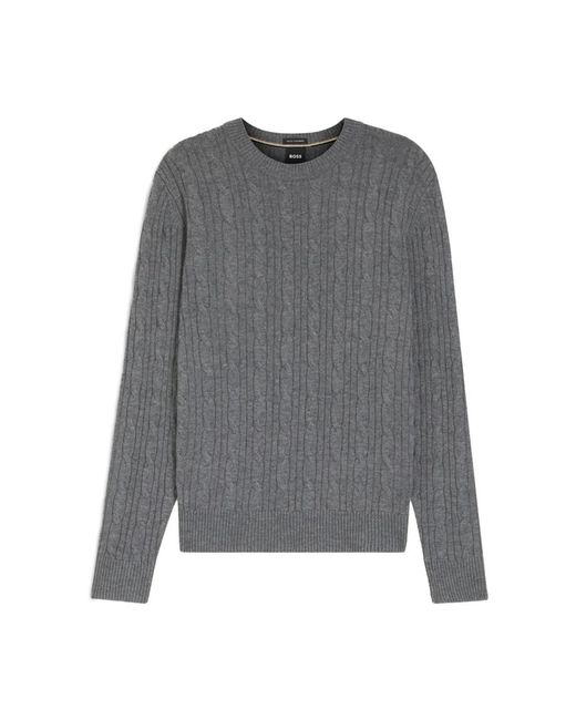 HUGO Gray Round-Neck Knitwear for men