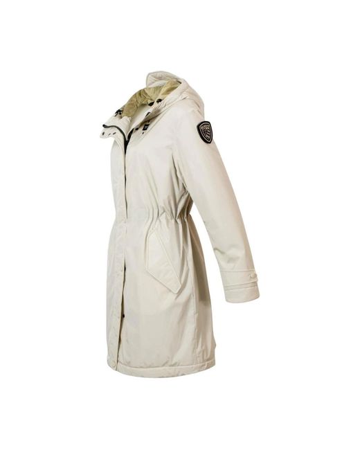 Blauer Jassen ,Nylon Lange Nylon Parka in het Natural