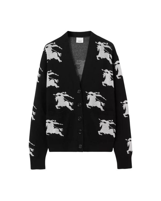 Burberry Truien & Vesten ,Zwart ,Ekd Jacquard Cardigan in het Black