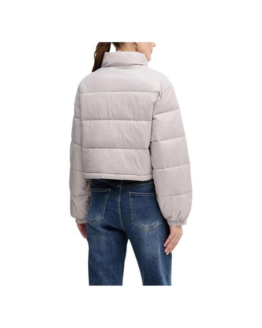 Calvin Klein Jassen ,Paars ,Leer Shine Crop Puffer Jacket in het Gray