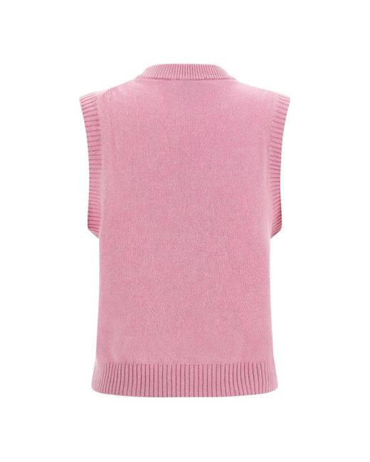 Ganni Pink Round-Neck Knitwear