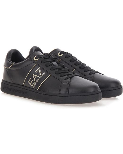 EA7 Schoenen ,Zwart ,Leer Classic Sneakers in het Black voor heren