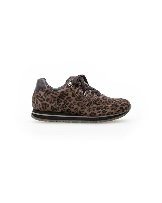 Gabor Rubber Sneaker 36.369-60 Nubuck - Leopard Print in het Naturel - Lyst