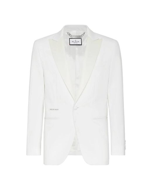 Philipp Plein Jassen ,Wit ,Wol Light Wool Blazer Lord Fit in het White voor heren