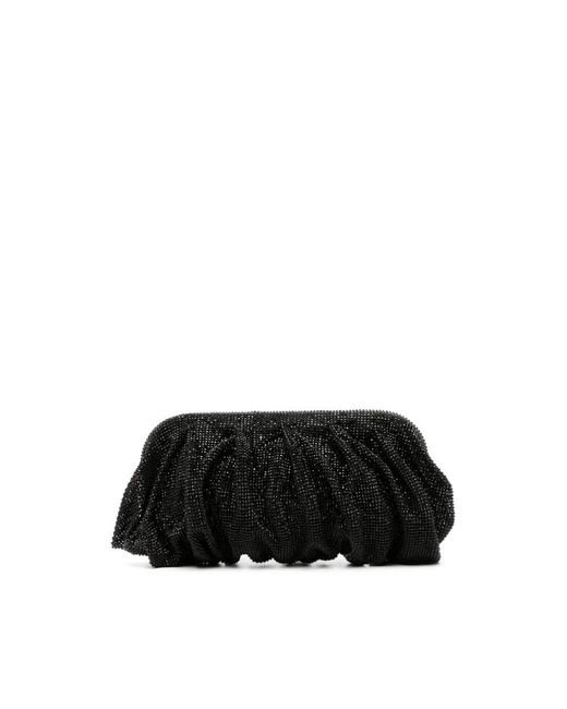 Benedetta Bruzziches Black Schwarze Strass-Clutch Mit Raffung