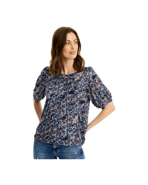 iN FRONT Blue Blaue Lucette Bluse Mit 1/2 Ärmeln