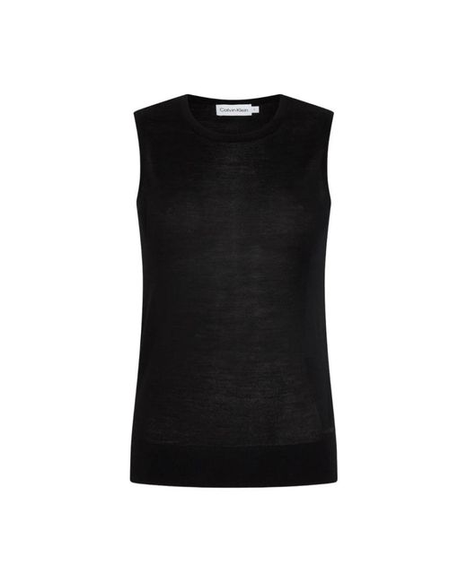 Calvin Klein Black Sleeveless Tops