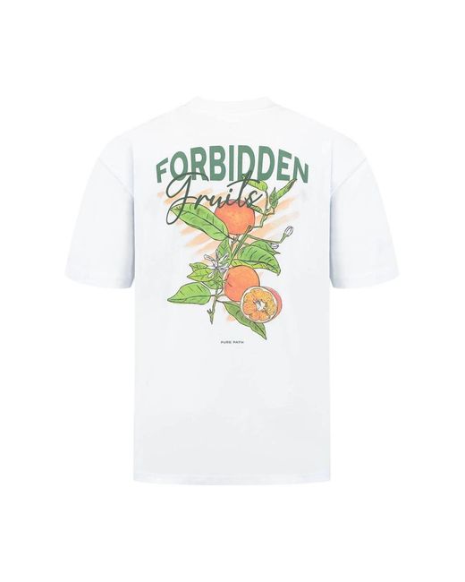 Pure Path Tops ,Wit ,Katoen Crewneck Oversized T-Shirt Korte Mouw in het White voor heren