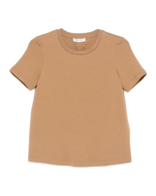 Max Mara Natural Braunes Crew Neck T-Shirt