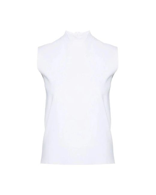 Plan C Tops ,Wit ,Polyester Optisch Witte Mock Hals Tanktop in het White