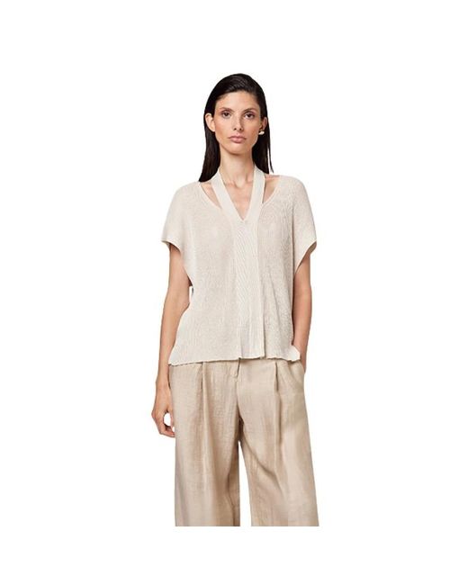 Alpha Studio Natural V-Ausschnitt Strickware