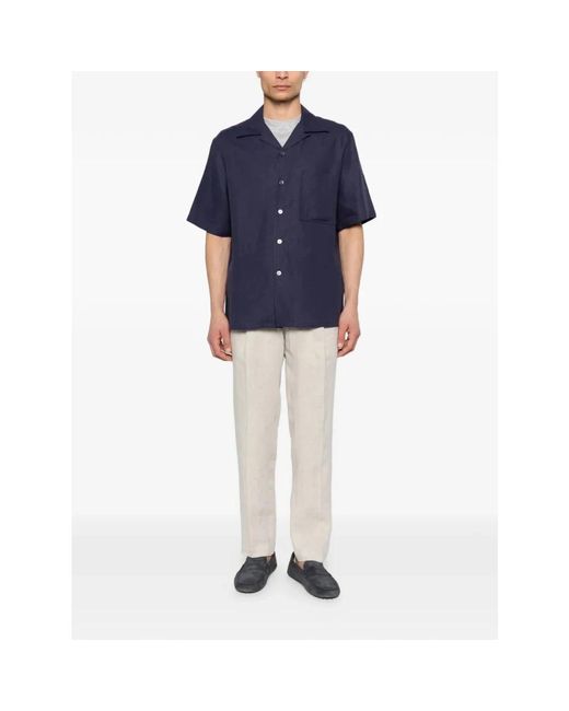 Zegna Blue Short Sleeve Shirts for men