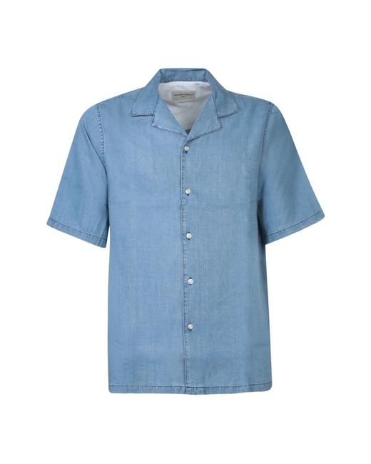 Officine Generale Blue Short Sleeve Shirts for men